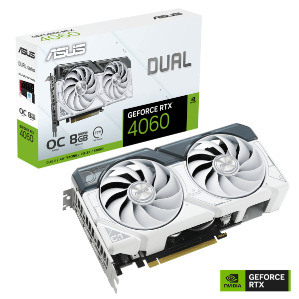 ASUS Dual GeForce RTX™ 4060 Branco Edição OC 8GB GDDR6